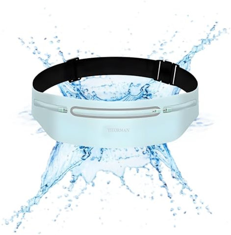 YITORMAN Laufgürtel mit wasserdichtem, verstellbarem, elastischem Gurt, schweißresistente Gürteltasche, passend für alle Handys und Taillengrößen, große Kapazität, Laufen, Training, Outdoor (Blau)