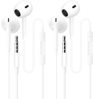 2 Pack kopfhörer mit Kabel in Ear kopfhörer Kabel Ohrhörer mit Mikrofon und Lautstärkeregler Headset mit 3.5mm Kopfhörern für Phone Samsung Huawei Android Smartphone Laptop MP3 Players