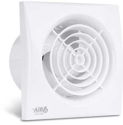 AIR 6 Lite-150T Silent Bathroom Extractor Fan with Timer for 6'' / 150mm Ducting, Powerful Extract Rate 230m3/h, Wall Ceiling mounted Exhaust fan