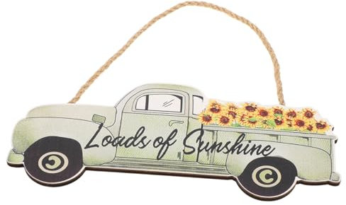 Rustikales Holzschild zum Aufhängen, Türschild mit Sonnenblumenmuster