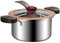 Mini autocuiseur 3, 5 L Pot de bouillon en acier inoxydable avec poignées de verrouillage et couvercle transparent autocuiseur à pression pour induction à gaz poêles électriques