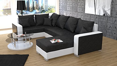 Generisch Sofa Couch Garnitur Sofagarnitur Palio U ek 26/Haiti schwarz mit Schlaffunktion Wohnlandschaft