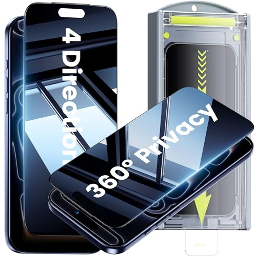 WSKEN für iPhone 17 Pro Max für Panzerglas 360°Privacy Unzerbrechlich | Rollende Auto Entstaubung 9H+Militär-Sicherheitsglas Sichtschutz Schutzfolie,Anti Fingerabdruck,0 Blasen,Unsichtbar