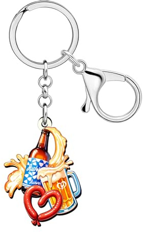 DALANE Acryl Lustig Oktoberfest Bierkrug und Brezel Schlüsselanhänger Autoschlüssel Schlüsselring Zubehör Bierliebhaber Geschenke für Damen Mädchen