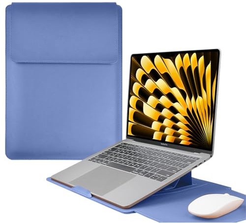 HaruYo 13-14 Pollici Custodia per Computer Portatile con Supporto Funzione per Laptop, Pelle Portatile Sleeve per MacBook Air/Pro/Surface Dell Lenovo HP ASUS Acer PC (13-14 Pollici | Cielo blu)