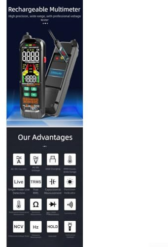 ZL126B Multimetro digitale 6000 conteggi Batteria ricaricabile USB Tester automatico manuale con NCV e allarme a filo (ZL126B)