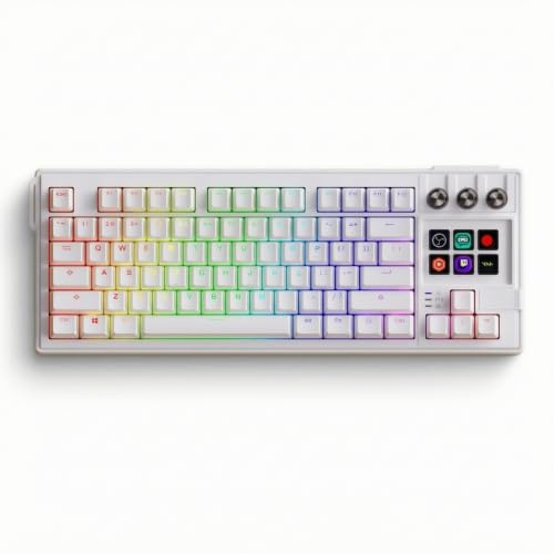 FytStycale Mechanical Keyboard with Rotary Knobs Gasket-Mounted Keyboard with Display Keys Customizable for Participants, Online Broadcasting