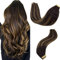 GOO GOO Tape Extensions Echthaar 60cm, Balayage Dunkelbraun Gemischt Kastanienbraun 20pcs 50g,Tape in Natürlichen Echthaar Haarverlängerung Echthaar Tapes