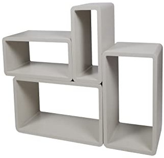 Verstärkte Vielen Farben MDF Retro Design Cube 4er Set Regal Regale Wandregal Deko Würfel CD DVD Lounge Cuben LO01 (Grau)