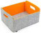 Hochwertiger, faltbarer Aufbewahrungskorb aus edlem, zweifarbigem Filz in graumeliert/orange. Aufbewahrungskorb, Ordnungsbox, Regalbox, Faltbox, Spielzeugkorb, Filzkorb, Briefkorb.