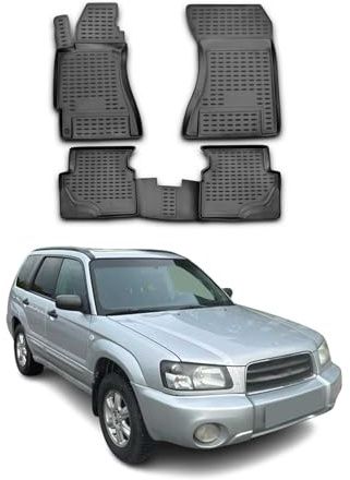 OMAC Gummimatten Fußmatten kompatibel mit Subaru Forester II 2002-2008 TPE Matten Schwarz 4X