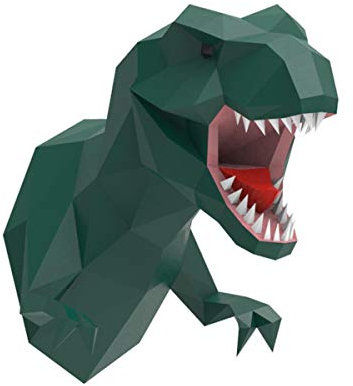 ENDARK T-Rex 3D Kopf Wand, Dinosaurier Spielzeug DIY Papercraft Kopf Deko Wand Papercraft 3D Tyrannosaurus Rex Papier Trophäe (Grün)