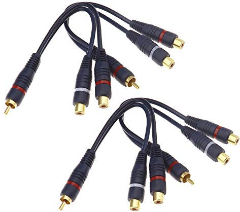 4x 20cm Phono Y-Splitter-Kabel Von 1 Cinch-Stecker auf 2 Cinch-Buchse Kabel