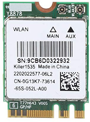 ASHATA WLAN Netzwerk Karte, Killer 1535AC Dual Band 2,4 GHz+5 GHz 802.11ac NGFF M.2 Adapter,High Speed 867Mbps Bluetooth 4.1 Drahtlose Netzwerkkarte Wireless WiFi Card Für //Toshiba/Asus