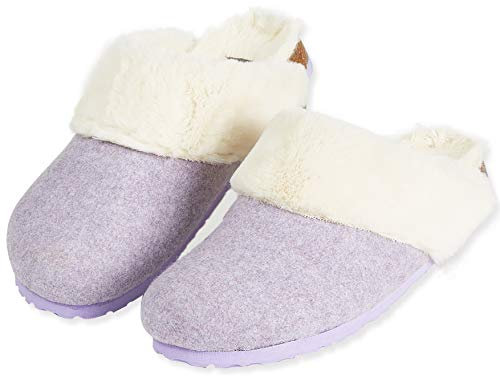 DUNLOP Ciabatte Donna, Pantofole Invernali Con Pelliccia, Ciabatta Con Pelo Antiscivolo E Soletta Memory Foam, Babbucce Pelose Per Casa, Idea Regalo Compleanno (38 EU, Viola, numeric_38)