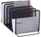 Relaxdays Organizador de documentos, Revistero metálico, Cinco compartimentos, Malla, 18,5x20,5x37,5cm, 1 Ud., Negro