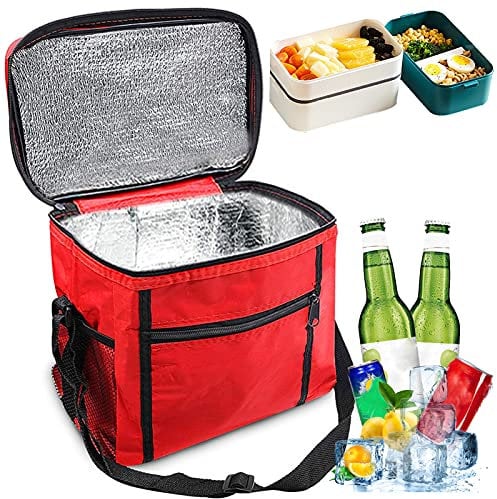 Kühltasche Faltbar,Picknicktasche Kühltasche,Thermotasche Klein,Isoliertasche Lunch,Kühltasche Eistasche,Lunch Tasche,Kühlbox für Picknick 10L (ROT)