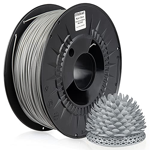 Midori® PLA Filament | 1,75mm 3D-Drucker-Filament 1kg Spule in Aluminium Weiß | Verwicklungsfreies Filament für 3D-Drucker & Stift