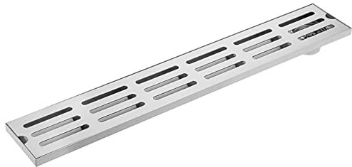 PrimeMatik - Canaleta de desagüe 60x10cm con Rejilla en Acero Inoxidable Mate