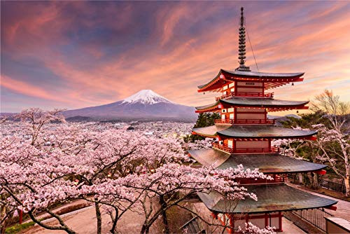 Muralo Fototapete Vlies Tokio, Stadt, Japan, Architektur - 416x254 cm | Moderne Tapete, Natur und Himmel - ideal für Wohnzimmer und Schlafzimmer, Ein echter Hingucker in jedem Zuhause