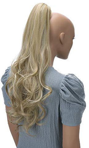 CAISHA 60cm Haarteil Ponytail Zopf Pferdeschwanz Haarverlängerung Voluminös Leicht Gewellt Blond Mix H502