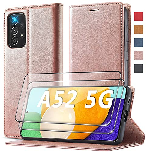Handyhülle für Samsung Galaxy A52s 5G Hülle [Mit 2 Schutzfolie] Handyhülle für Samsung A52s Hülle Klappbar Flip Case Cover Leder Schutzhülle Klapphülle für Galaxy A52 4G/5G