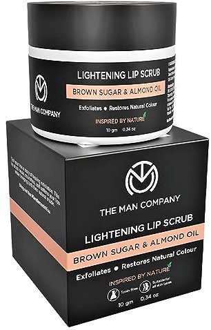 The Man Company Scrub labbra schiarente per labbra scure e pigmentazione 10 g, Cura le labbra secche e screpolate, ripristina il colore naturale, arricchito con zucchero di canna, olio di mandorle