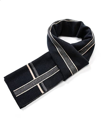 Villand Herren Wolle Strickschal (Navy blau)