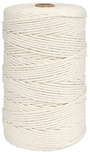 jijAcraft 3MM Beige Cotton String Twine, 200M/656ft Natural Butchers String for Cooking, Cotton Macrame Rope Cord for Arts and DIY Crafts, Decorating, Gardening, Bundling Weaving