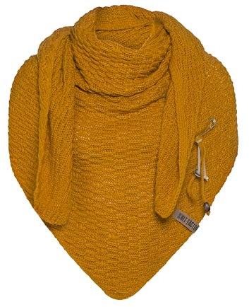 KNIT FACTORY - Dreiecksschal Jaida - Damen Strickschal mit Wolle - Hochwertige Qualität - XXL Schal - 190 x 85 cm - Ocker