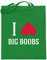 generisch I Love Big Boobs | Ich liebe große Titten,Brüste,Busen - Jutebeutel (mit langen Henkeln) -38cm-42cm-Light Green