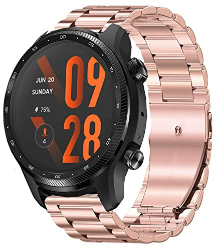Giaogor Compatible for TicWatch Pro 3 Ultra Band, Quick Release Stainless Steel Metal Replacement Straps Compatible TicWatch Pro 3 Ultra GPS Smartwatch 2021 (Rose Gold)