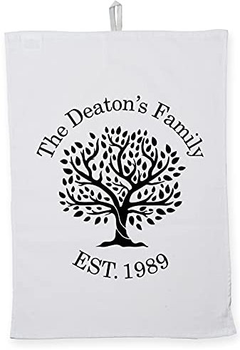 Hippowarehouse Personalised Family Tree Tea Towel Eco Printed Dish Cloth Kitchen accessory 50cmx70cm 100% Cotton
