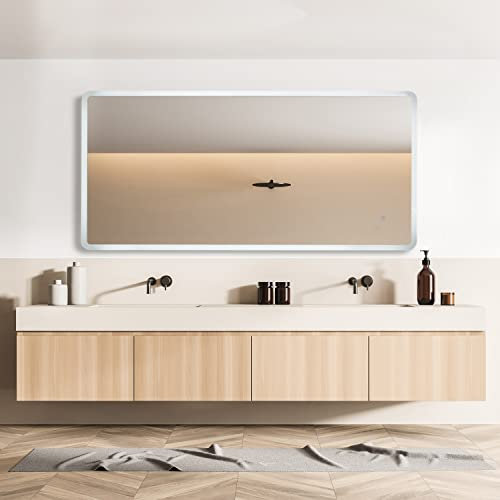 Paco Home Lampada Specchio Per Trucco Con Luce Bagno Illuminazione Indiretta Deco Bagno IP44 Interruttore Touch, Tipo di lampada:Rettangolare (120x60 cm), Colore:Tipo 3