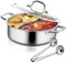Hot Pot Topf Edelstahl Yin Yang Hotpot Kocher Suppentopf chinesischer Shabu Shabu Kochtopf mit Trennwand für Induktionsherd Gasherd Glasdeckel (32cm)
