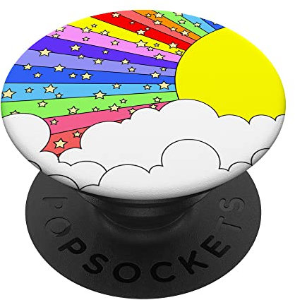 Rainbow Sun 70er Jahre Psychedelic Bunte Retro Sterne Telefon PopSockets mit austauschbarem PopGrip