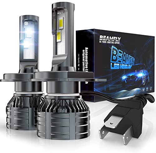 BEAMFLY Ampoules H4 9003 HB2 LED 16000LM, Phares Avant de Voitures, 100W Très Puissant, 12V, 6000K Blanc