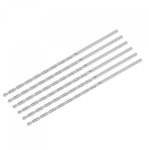 sourcing map HSS(High Speed Steel) Extra Long Twist Drill Bits, 3.2mm Drill Diameter 160mm Length for Hardened Metal Woodwork Plastic Aluminum Alloy 6 Pcs