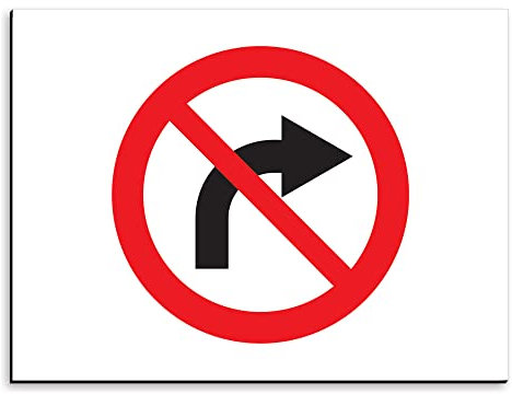 Plaque de signalisation Interdiction de tourner à droite en aluminium 30x20 cm