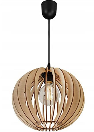 Light-Home Timber Hängelampe aus Holz und Metall - Esstischlampe Industrial für Kuche und Esszimmer - Pendelleuchte über Esstisch Schwarz/Braun - Kugel