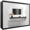 KRYSPOL Schwebetürenschrank Madryt 250 cm mit Spiegel Kleiderschrank mit Kleiderstange und Einlegeboden Schlafzimmer- Wohnzimmerschrank Schiebetüren Modern Design (Schwarz + Weiß)