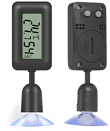 Hsthe Sea Digital Hygrometer Thermometer LCD Thermometer Humidity Gauge with Backlight for Reptile vivarium Greenhouse Incubator (Black)