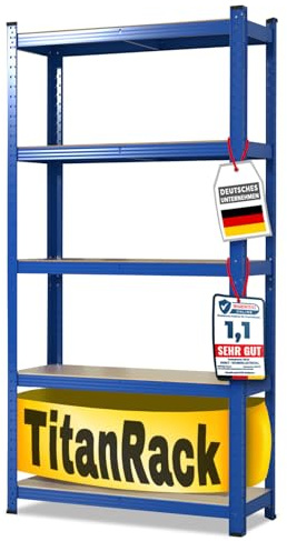 Karat Estantería para Cargas Pesadas, 180 x 90 x 60 cm, sin Tornillos, para sótano, de Metal, de Acero, 5 estantes Ajustables (Azul)