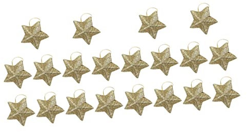 HOMSFOU 48 Stück Sternförmiger Stab Mini-Geschenkdekor Weihnachtselemente Zubehör Rustikal Spitz Verziert Verzierungen Romantisch Fünf Festlich Golden Partyanhänger Dekoration Stern