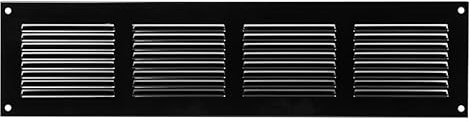 ABOUT VENT 400x100mm Grille de Ventilation en Acier Noir avec Moustiquaire - Grilles d'aération Métallique