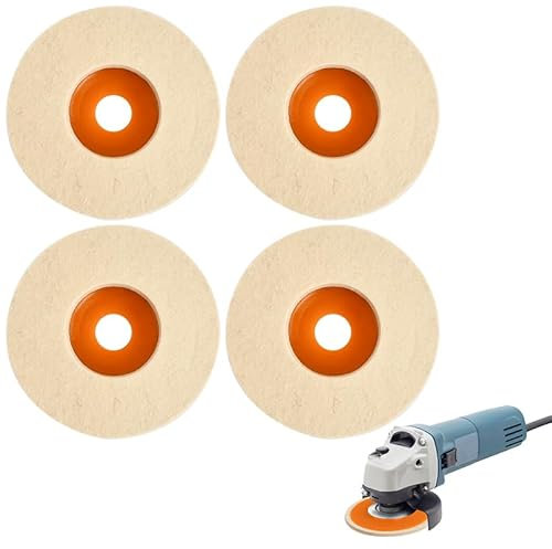 Laughhe 4 Pcs Wollfilz Polierscheibe, 125mm Polierscheibe Winkelschleifer, Filzpolierpads für Winkelschleifer Auto Polierscheibe für Bohrmaschine Schleifschleifen Tool