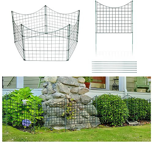 Yakimz Teichzaun Gartenzaun, 33 Stück Set Campingzaun, Teichzaun Steckzaun Metallgitter - 15 Zaunelemente 18 Befestigungsstäbe (Unterbogen)
