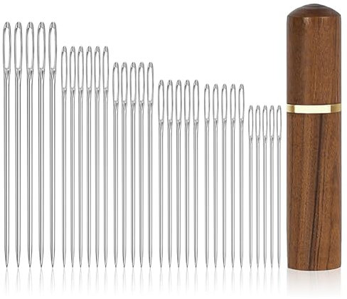 Large Eye Sewing Needles, 30pcs Sharp Embroidery Darning Needles for Wool Stainless Steel Hand Sewing Yarn Tapestry Needle 6 Sizes