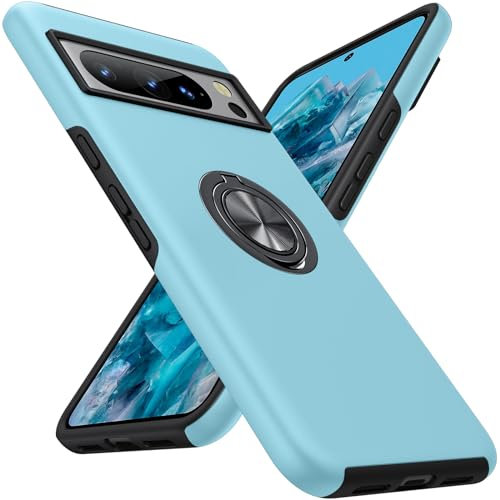 AOUIA für Google Pixel 8 Pro Hülle, Kratzfest und Fallfestigkeit Stoßfest mit Pixel 8 Pro Hülle, mit Unsichtbarem Ringhalter Ständer Handyhülle für Google Pixel 8 Pro, Marineblau