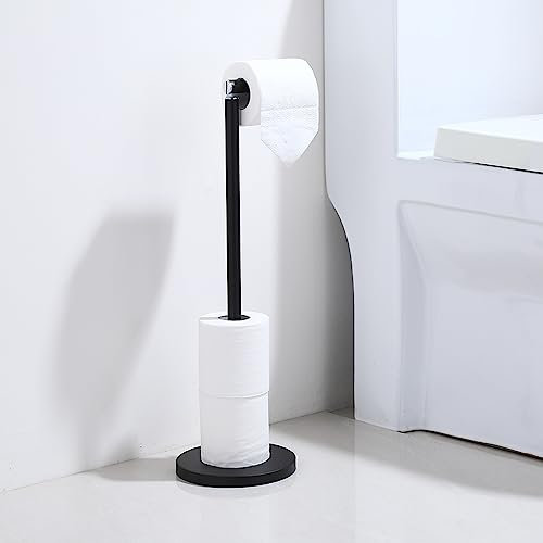 Toilettenpapierhalter Stehend, 304 Edelstahl Klopapierhalter mit Heavy Duty Base, Freistehend Anti-Rost Toilettenpapier Aufbewahrung, WC Rollenhalter Toilettenpapierständer (Schwarz)